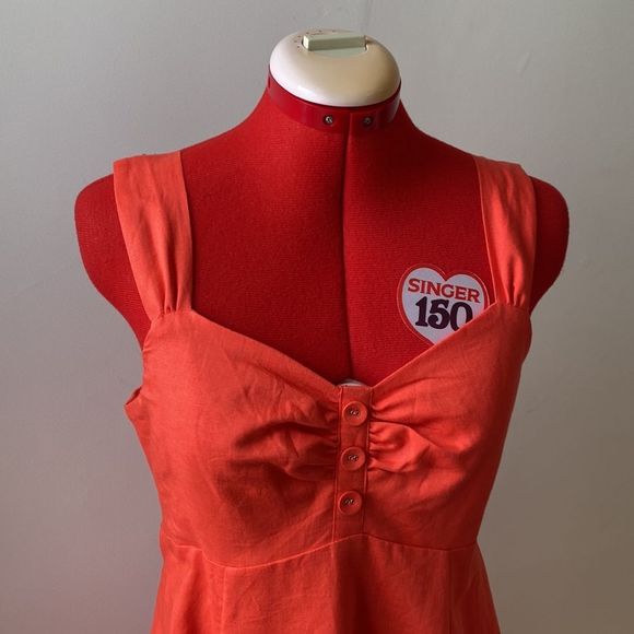 Elegant Orange Coral Sleeveless Dress - Picture 6 of 12